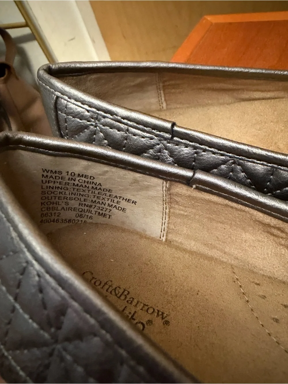 Croft & Barrow Ortholite Metallic Gray Ballet Flats - Comfort Shoes. Size: 10